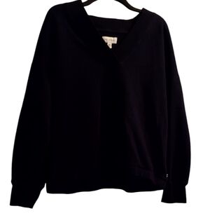 Free assembly Blue V-Neck Sweater with Long Sleeves and Relaxed Fit